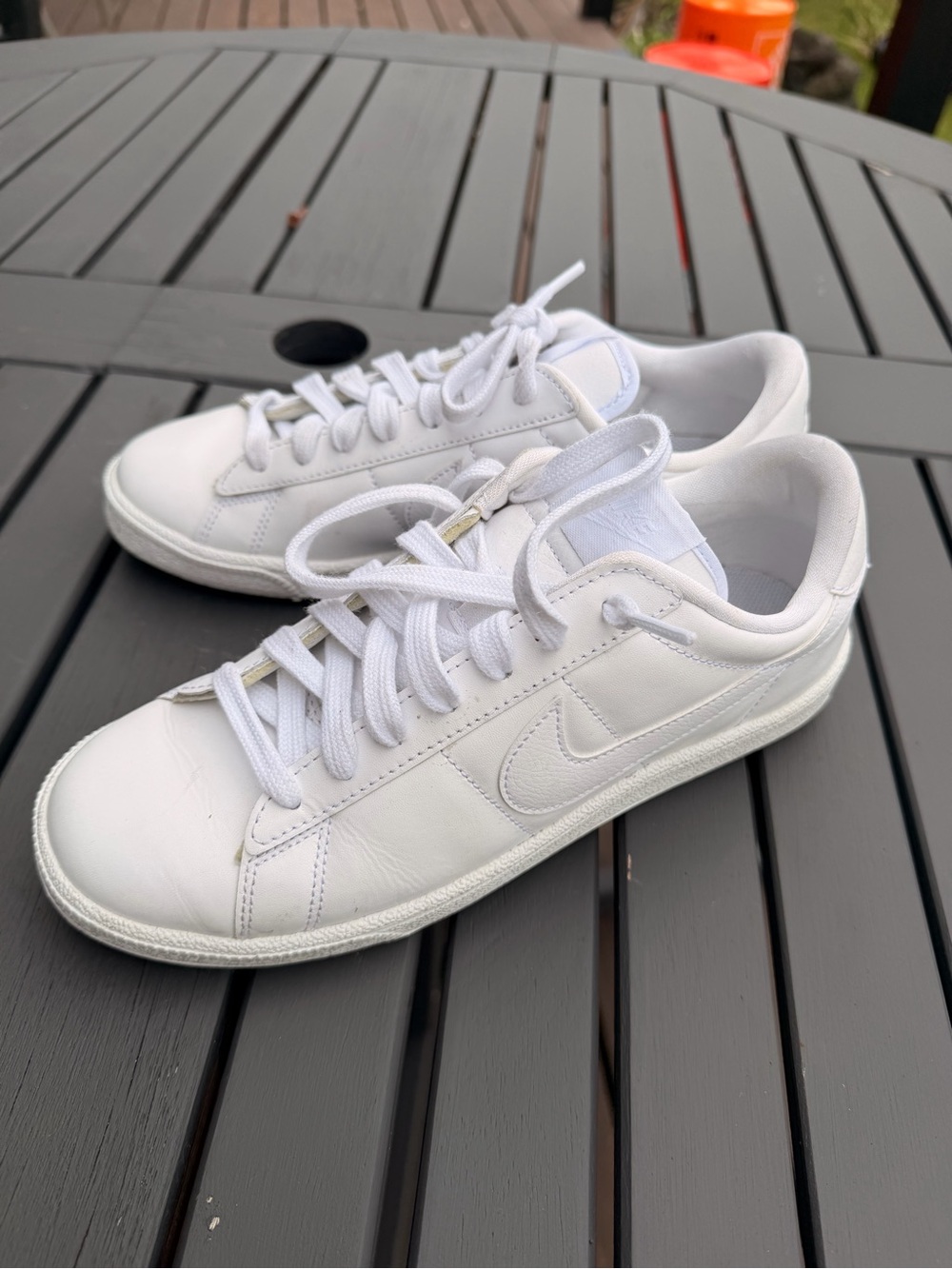 Nike Women’s All-White Leather Low-Top Sneakers